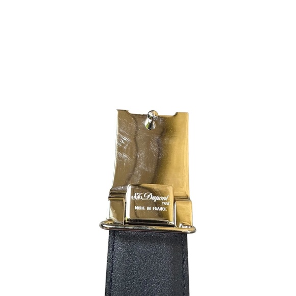 Genuine S.T. Dupont Navy Blue Logo Leather Belt Made In France 42 Reversible - Picture 7 of 10